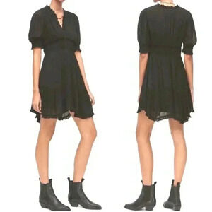 Allsaints Via Ruffle asymmetrical black dress size 6